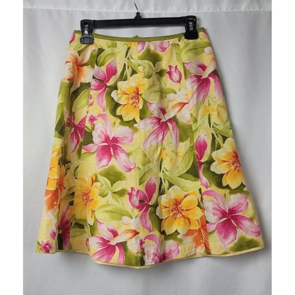 Talbots Dresses & Skirts - Talbots Women's Yellow Floral Yellow Pink Green Below the Knee Lined Size 6